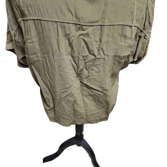 Old Navy Green Large Collared Cropped Rayon Top - Picture 8 of 9